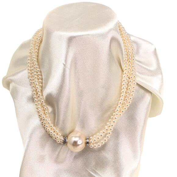 Elegant RMN Faux Pearl Multi Strand Bead Necklace Vintage - Picture 1 of 5